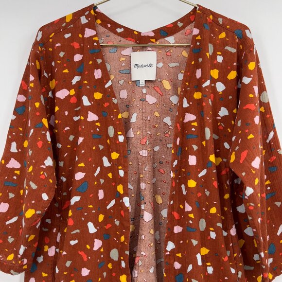 Madewell Short Robe Jacket Terazzo Bunt Umber Open Front Kimono Jacket Small - Picture 3 of 11